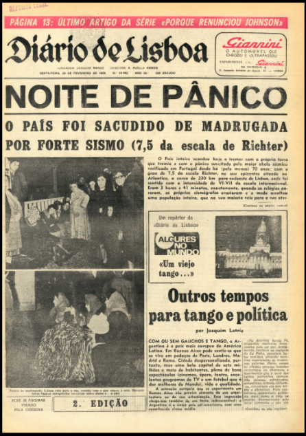 Front page of Diário de Lisboa on 28 Feb 1969