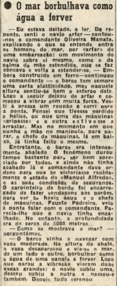 "The ocean burbled like boiling water": Article in Diário de Noticias on March 2, 1969, reporting on the sea captain's story