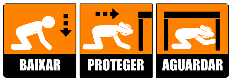 A Terra Treme's Get Low, Take Shelter, Wait Portuguese Earthquake awareness icons 