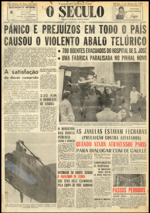 Front page of O Século on 28 Feb 1969