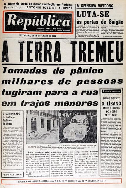 Front page of República newspaper on 28 Feb 1969